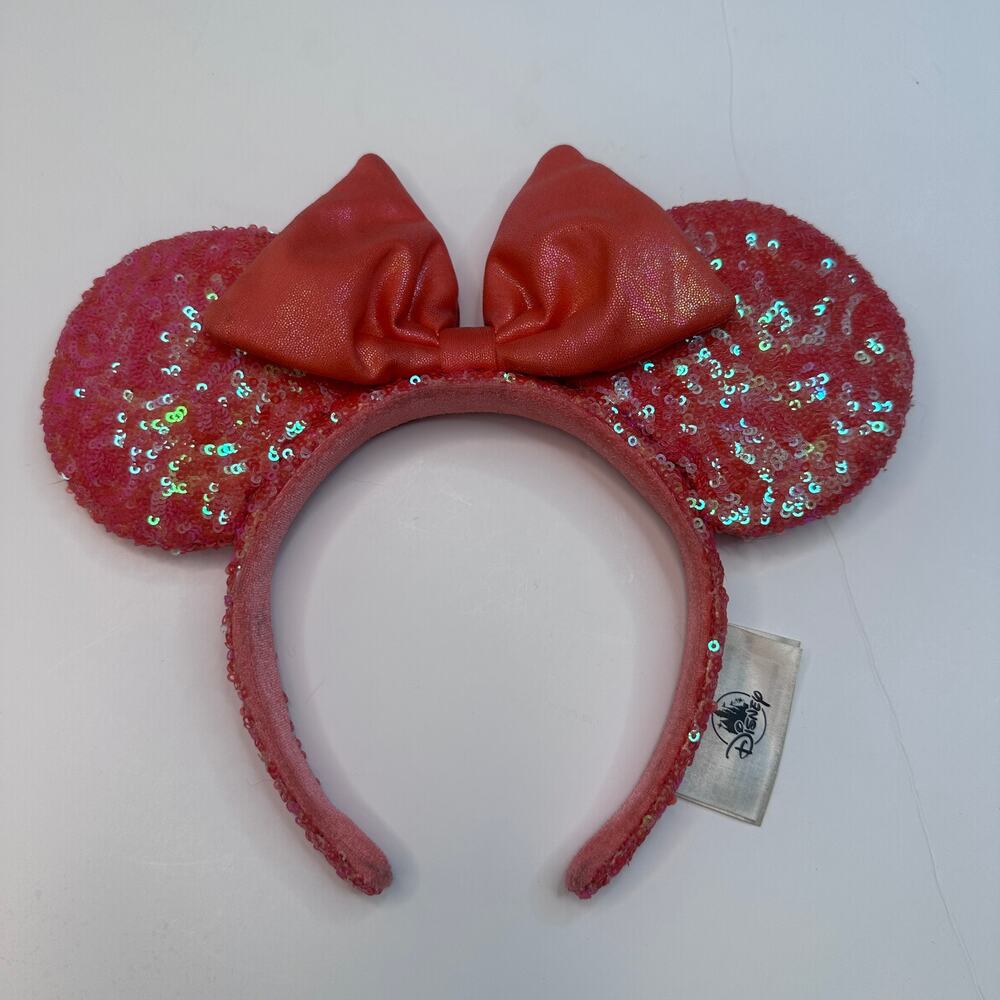 Disney Parks Coral Sequin Minnie Ears